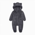 thumbnail image 1 of WUANDIXFA Baby Girls Boys Clothes Baby Rompers Newborn Fleece Footie Snowsuit Winter Cartoon 0 3 6 18 24 Months Warm Hooded Romper Jumpsuit Outfits, Dark Gray, 6-9 Months, 1 of 5