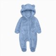 thumbnail image 1 of WUANDIXFA Baby Girls Boys Clothes Baby Rompers Newborn Fleece Footie Snowsuit Winter Cartoon 0 3 6 18 24 Months Warm Hooded Romper Jumpsuit Outfits, Light Blue, 9-12 Months, 1 of 5