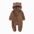 thumbnail image 1 of WUANDIXFA Baby Girls Boys Clothes Baby Rompers Newborn Fleece Footie Snowsuit Winter Cartoon Warm Hooded Romper 0 3 6 18 24 Months Jumpsuit Outfits, Coffee, 0-3 Months, 1 of 4