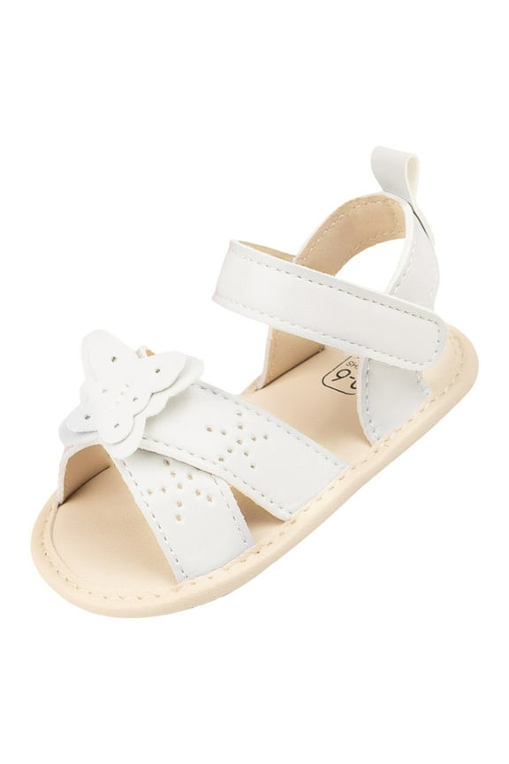 Baby Girls Boys Sandals Summer Flowers Shoe Rubber Sole PU Leather Mesh Toddler First Walkers Princess Dress Outdoor Shoes (White, 5)