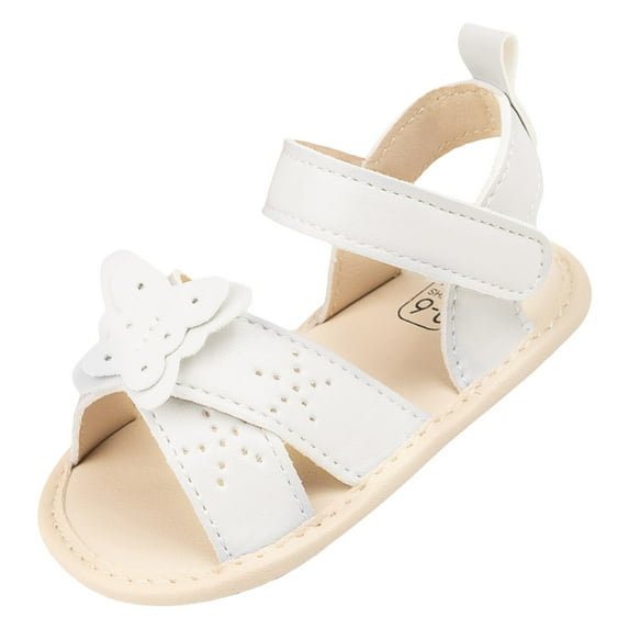 WUANDIXFA Baby Girls Boys Sandals Summer Flowers Shoe Rubber Sole PU Leather Mesh Toddler First Walkers Princess Dress Outdoor Shoes (White, 6)