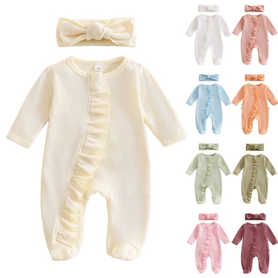WUANDIXFA Baby Girls Cactus Footies Zip Up Onesie Romper (Orange, 6-12 Months)