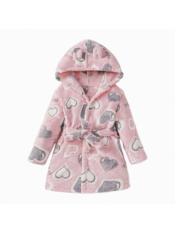 Baby Gowns 1T 2T 3T 4T 5T 6T 7T Kids Little Boys Girls Cartoon Hooded Bathrobe Toddler Robe Sleepwear,Grey,4-5 Years