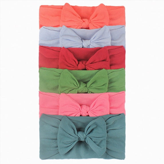 WUANDIXFA Baby Headband Bows Stretchy Soft Knot Headbands with Hair Bows 6PCS Head Wrap Hair Accessories for Newborn Baby Girls Infant Toddlers,Gray,One Size