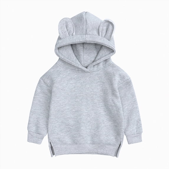 WUANDIXFA Baby Hoodies Fashion Hoodie Toddler Infant Baby Boys Girls Cute Ear Solid Hoodie Sweatshirt Top Hooded Sweatshirt,Grey,3-4 Years