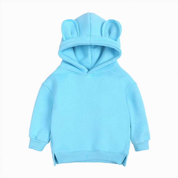 WUANDIXFA Baby Kids Boy Girl Casual Pocket Hoodie Sweatershirt 6 9 12 24 Months 3T 4T Long Sleeve Pullover Tops,Blue,6-9 Months