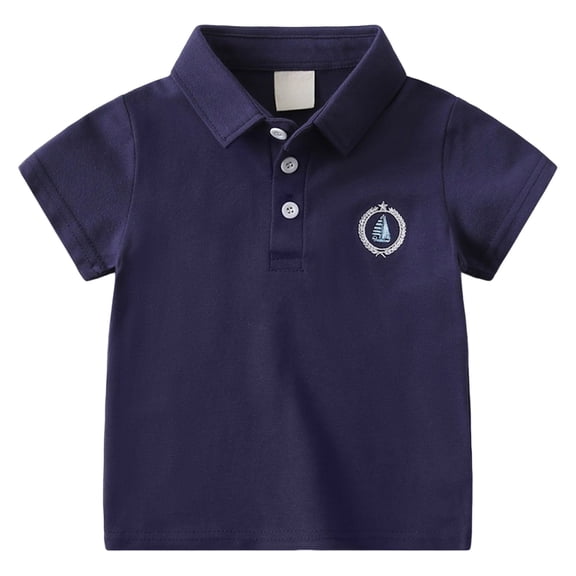 WUANDIXFA Baby Kids Boy Girl Solid Casual Short Sleeve Polo Shirt Pullover Tops Cute Shirts (Navy, 2-3 Years)