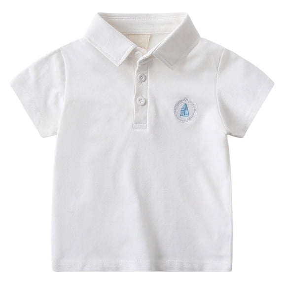 WUANDIXFA Baby Kids Boy Girl Solid Casual Short Sleeve Polo Shirt Pullover Tops Cute Shirts (White, 6-7 Years)