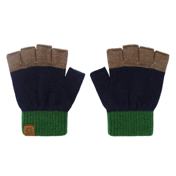 WUANDIXFA Baby Mittens Toddler Gloves Kids Childrens Winter Gloves Grid Dew Finger Gloves for Boys and Girls with Thick Velvet Warmth Gloves Navy,One Size