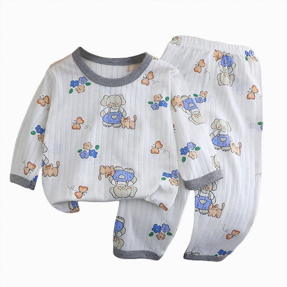WUANDIXFA Baby Pajamas 12 18 24 Months 3T 4T 5T 6T Dinosaur Fall Soft Cotton Long Sleeve Shirts Pant Newborn Boys Outfit,Light Purple,3-4 Years