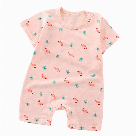 WUANDIXFA Baby Rompers Boy 3 6 9 12 18 Months Baby Romper Sleeper Short Sleeve Jumpsuit Footless One-piece,Watermelon Red,6-12 Months
