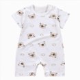 thumbnail image 1 of WUANDIXFA Baby Short Sleeve Pajamas 6 9 12 18 24 Months Unisex One-Piece Sleeper Romper Cotton Toddler Summer Clothes Outfit,Brown,6-12 Months, 1 of 4