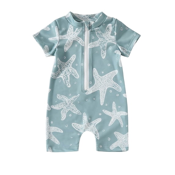 WUANDIXFA Baby Swimsuit Boy Baby Boy Swimsuit Rash Guard Toddler Zipper Swimwear Beach Sun Protection Infant One Piece Bathing Suit 12-18 Months,Green