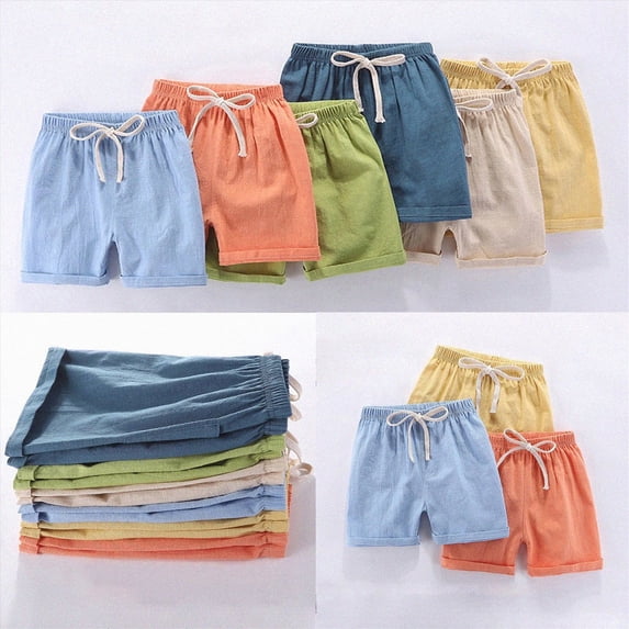 WUANDIXFA Baby Toddler Boy Shorts 2T 3T 4T 5T 6T 7T Summer Casual Infant Boys Pull On Athletic Fashion Solid Shorts with Pockets,Blue,4-5 Years