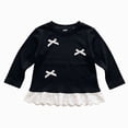 thumbnail image 1 of WUANDIXFA Baby Toddler Cotton Long Sleeve Crewneck Tops 1-14 Years Ruffled Hem Pullover Blouse Daily Casual Clothes,Black,7-8 Years, 1 of 8