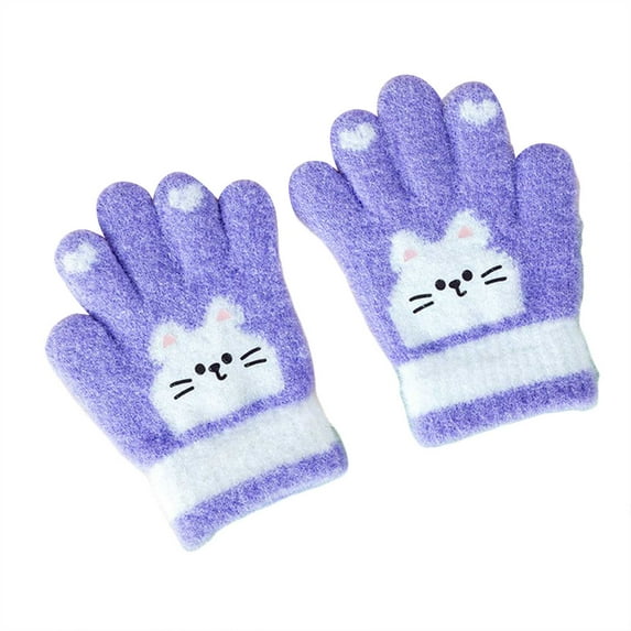 WUANDIXFA Baby Toddler Winter Snow Gloves Kids Winter Gloves Boys Girls Children Full Fingers Stretchy Warm Mittens Purple,2-4 Years
