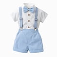 thumbnail image 1 of WUANDIXFA Baptism Outfits for Boys 6 9 12 18 24 Months 2T3T4T5T6T Toddler Boys Short Sleeve Shirt Tops Shorts with Tie Gentleman Outfits,Light Blue,4-5 Years, 1 of 9