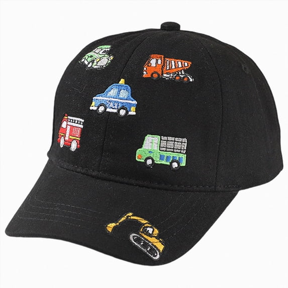 WUANDIXFA Baseball Cap Toddler Toddlers Baseball Cap with Car Design Embroidered for Boys Girls Cartoon Mesh Cap,Black,3-8 Years