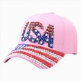 thumbnail image 1 of WUANDIXFA Baseball Caps for Women Low Brimmed Baseball Cap Adjustable Unisex Baseball Cap National Flag Star and Rhinestone,White,One Size, 1 of 4