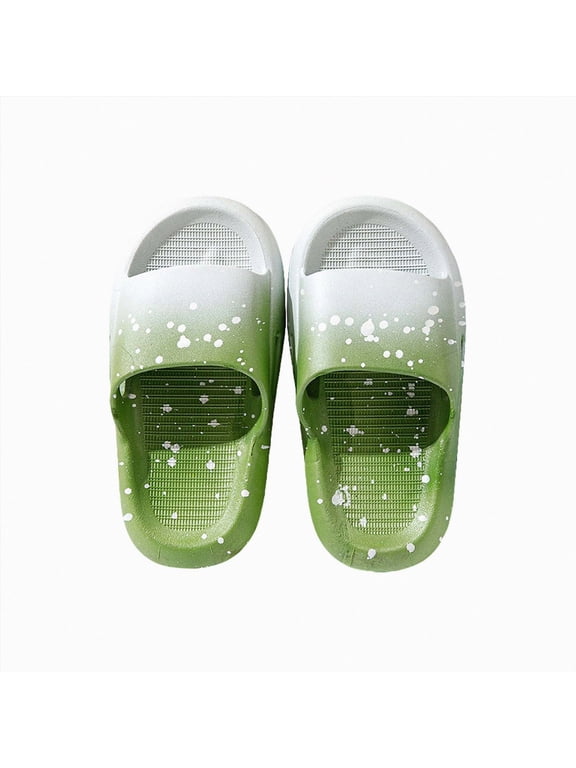 Bathroom Slippers Kids Cloud Slides Boys Girls Pillow Slippers Shower Slip on Slide Sandals Green,Size US 9.5