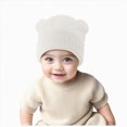 thumbnail image 1 of WUANDIXFA Beanies for Kids Fashion Warm Baby Boys Girls Stretchy Bear Knit Beanie Hat Fall Winter,White,3-36 Months, 1 of 8