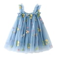 thumbnail image 1 of WUANDIXFA Birthday Dress for Girls Cute Baby Toddler Girls Dress Baby Girl Clothes Summer Dress Ruffle Sleeveless Bow Top Floral Skirt Baby Sundress Outfits Blue,2-3 Years, 1 of 5