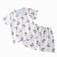 thumbnail image 1 of WUANDIXFA Birthday Pajamas Toddler 1-10 Years Toddler Breathable Short Sleeved Loungewear Girls Cute Cartoon Pattern Pajama Set,Blue,4-5 Years, 1 of 4