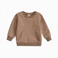 thumbnail image 1 of WUANDIXFA Birthday Sweatshirt Fashion Sweatshirt Toddler Boys Girls Long Sleeve Solid T Shirt Pullover Tops with Pocket Trendy Tops Clothes,Brown,18-24 Months, 1 of 6