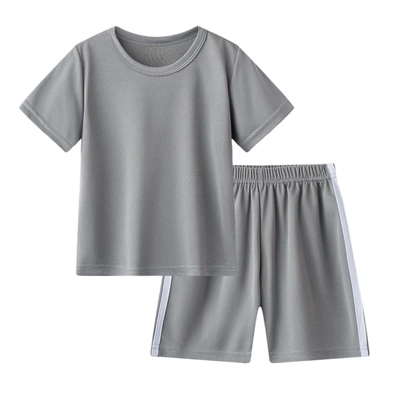 WUANDIXFA Boy Clothes Kids Boy's Summer Outfits Boys Soccer Set Toddler Kids Boy Shorts Clothing Set Tractor Round Neck T-Shirt with Solid Shorts 2pcs Outfit Size for 10-11 Years,Grey
