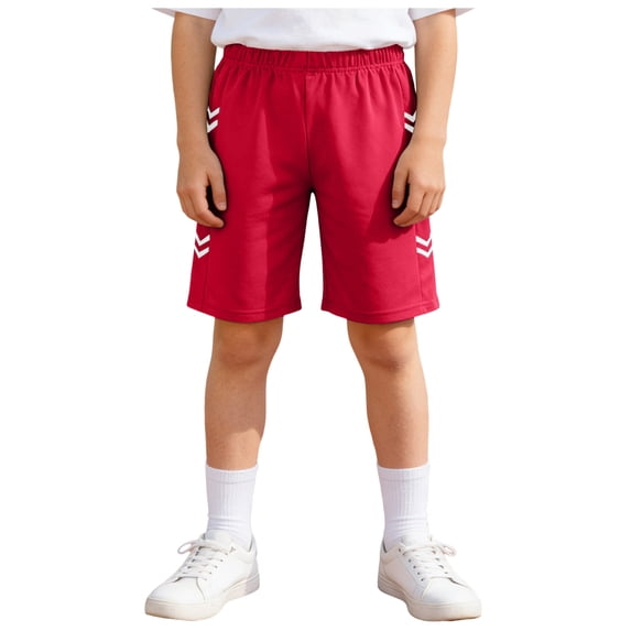 WUANDIXFA Boy's Basketball Shorts Youth Boy's Active Athletic Performance Shorts with Pockets Knee Length Gym Shorts for Boys (Red, 6-7 Years)