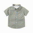 thumbnail image 1 of WUANDIXFA Boys Button Down Shirt Boys Western Snap Shirt Short Sleeve Plaid Button Down Shirt Cowboy Snap Button Closure,Light Yellow,1-2 Years, 1 of 3