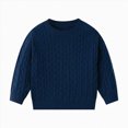 thumbnail image 1 of WUANDIXFA Boys Christmas Sweater Boys Girls Basic Solid Color Crewneck Warm Knit Sweater,Blue,4-5 Years, 1 of 5