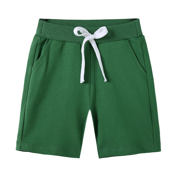WUANDIXFA Boys Drawstring Terry Sweat Shorts with Pockets Casual Pull On Shorts (Army Green, 3-4 Years)