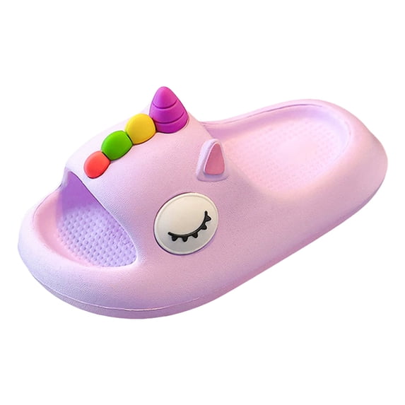 WUANDIXFA Boys Girls Cloud Unicorn Slide Sandals Non-slip Comfy Cushioned Thick Sole Shower Pool Slippers Summer Beach Water Shoes Indoor & Outdoor (Purple, 12.5)