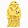 thumbnail image 1 of WUANDIXFA Boys Girls Robe Kids Flannel Hooded Bathrobe Sleepwear Pajamas Toddler Soft Plush Robes for Girls Bath Robe Kids,Yellow,11-12 Years, 1 of 6