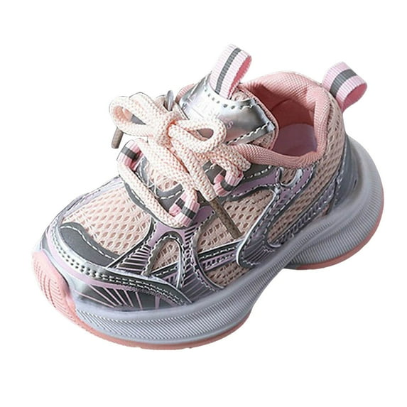 WUANDIXFA Boys Girls Sneakers Kids Lightweight Breathable Strap Athletic Running Shoes for Toddler Little Kid Big Kid Pink,12