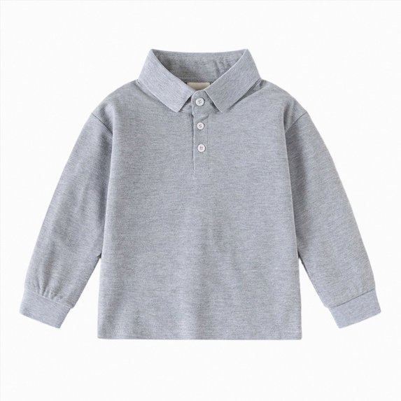 WUANDIXFA Boys Long Sleeve Shirt Kids Crewneck Tee Soft Cotton for Casual Outings and Everyday Layering Fashion Toddler Boys Clothes,Grey,7-8 Years