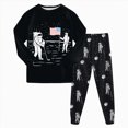 thumbnail image 1 of WUANDIXFA Boys' Pajama Sets Cute Fashion Long Sleeve Shirt Pant 2PCS Sleep Lounge Set Toddler Pjs Boys,Black,4-5 Years, 1 of 8