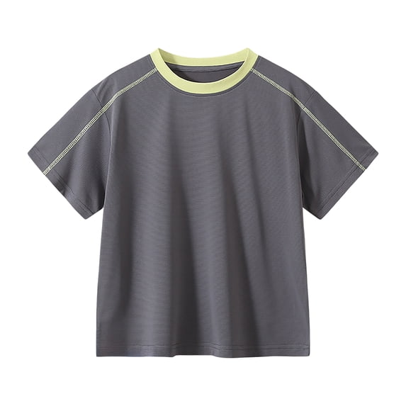 WUANDIXFA Boys' Rash Guard Toddler UPF 50+ Rashguard Short Sleeve Sun Protective Swim Shirt (Grey, 12-13 Years)