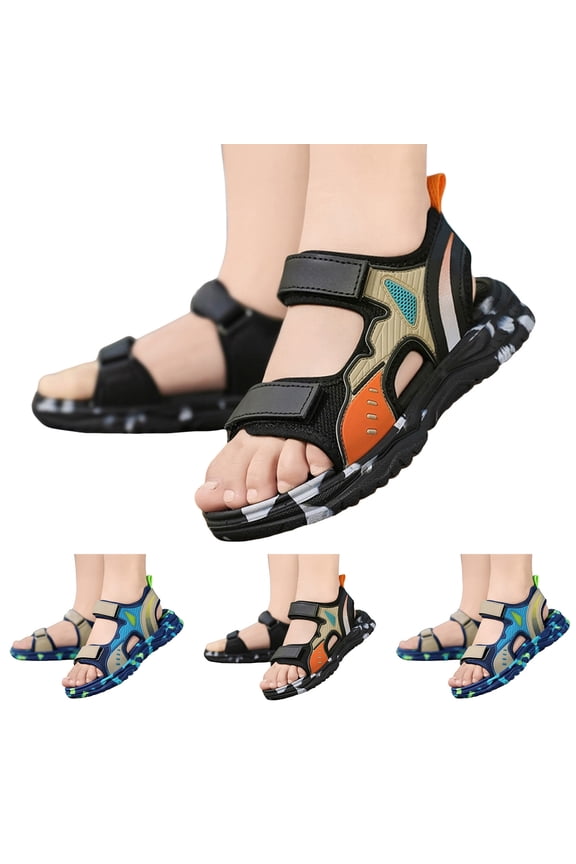 Boys Sandals Kids Hiking Sandals Toddler Sandals Boys Girls Summer Sandals No Slip Rubber Sole Toddler Shoes (Orange, 11)