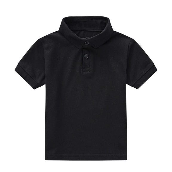 WUANDIXFA Boys Short Sleeve Pique Polo Shirt School Uniform Shirts for Kids (Black, 3-4 Years)
