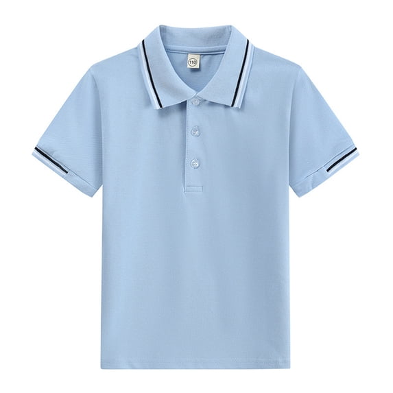 WUANDIXFA Boys Short Sleeve Polo Shirt Kids Plain School Uniform Polo Shirt for Boys and Girls (Light Blue, 5-6 Years)