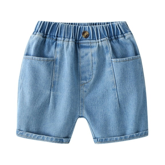 WUANDIXFA Boys Shorts Baby Boys' and Toddler Cotton Shorts Kids Tie Front Denim Pull On Shorts Blue,2-3 Years