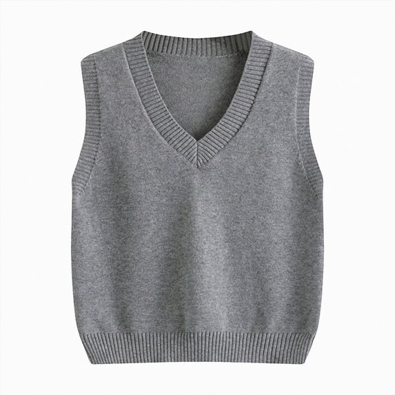 WUANDIXFA Boys Sweater Vest 2T 3T 4T 5T 6T 7T V Neck Sleeveless Knit Solid Color Kids Clothes Knitted Waistcoat Vest,Grey,5-6 Years