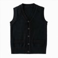 thumbnail image 1 of WUANDIXFA Boys Sweater Vest 3-13 Years Boys Sweater Vest Cotton Kids Button Cardigan School Sleeveless V-Neck Sweater Pullover,Black,5-7 Years, 1 of 4