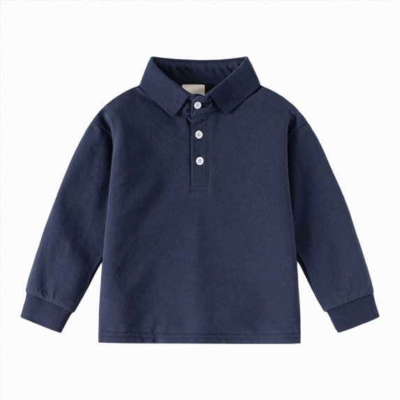 WUANDIXFA Boys T Shirts Casual Long Sleeve Fashion Cotton Kids Fall Clothes Solid Basic Layering Tee Fashion Baby Boy Shirts,Navy,2-3 Years