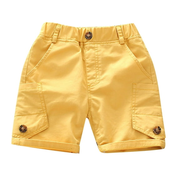 WUANDIXFA Boys Uniform Pants and Shorts Boys Girls Bottoms Cargo Shorts Summer Fashion Cute Casual Pull-On Lounge Shorts Toddler Boy Shorts Yellow,1-2 Years