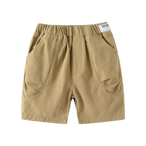 WUANDIXFA Boys Uniform Pants and Shorts Toddler Boys Cargo Shorts Cotton School Uniform Waist Athletic Summer Shorts Toddler Boy Shorts Brown,2-3 Years