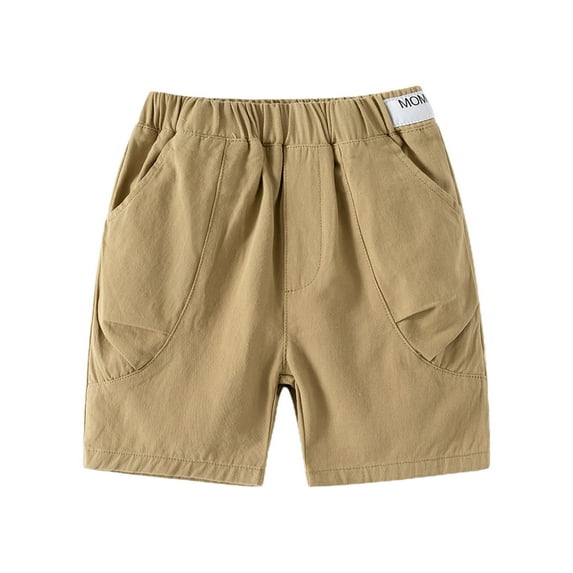 WUANDIXFA Boys Uniform Pants and Shorts Toddler Boys Cargo Shorts Cotton School Uniform Waist Athletic Summer Shorts Toddler Boy Shorts Brown,4-5 Years