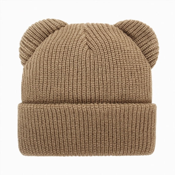 WUANDIXFA Boys Winter Hats Beanie Hat Warm Snow Cute Skull Cap Soft Ski Cold Weather Cap for Boys Girls,Khaki,0-6 Months